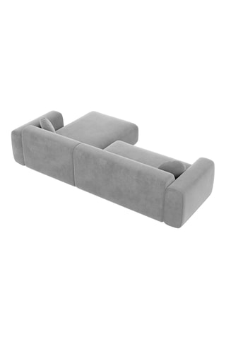 Canapé d'angle droit Moloko - Gris clair - 5 places - Tissu toucher velours