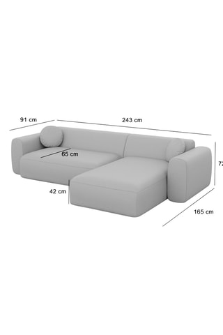 Canapé d'angle droit Moloko - Gris clair - 5 places - Tissu toucher velours
