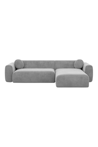 Canapé d'angle gauche Moloko - Gris clair - 5 places - Tissu toucher velours