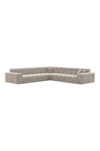 Canapé d'angle Cardano - Sable - 6 places - Tissu toucher velours