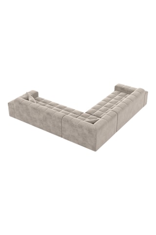 Canapé d'angle Cardano - Sable - 6 places - Tissu toucher velours