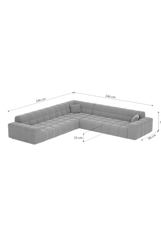 Canapé d'angle Cardano - Sable - 6 places - Tissu toucher velours