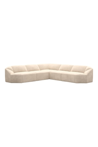 Canapé d'angle Laguna - Crème - 6 places - Tissu toucher velours