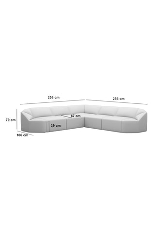 Canapé d'angle Laguna - Crème - 6 places - Tissu toucher velours