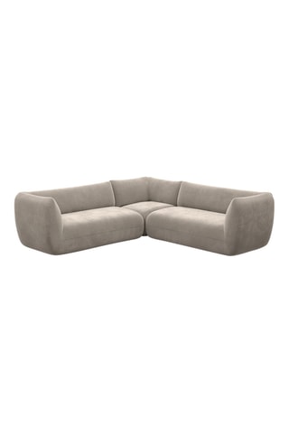 Canapé d'angle Leroy - Beige foncé - 6 places - Tissu toucher velours