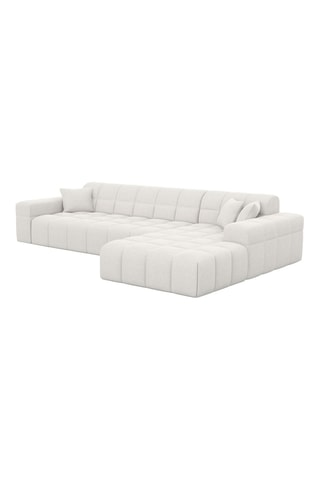 Canapé d'angle droit Cardano - Blanc - 5 places - Tissu structuré