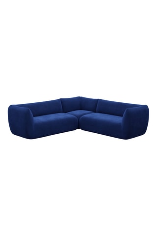 Canapé d'angle Leroy - Bleu foncé - 6 places - Tissu toucher velours