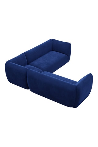 Canapé d'angle Leroy - Bleu foncé - 6 places - Tissu toucher velours