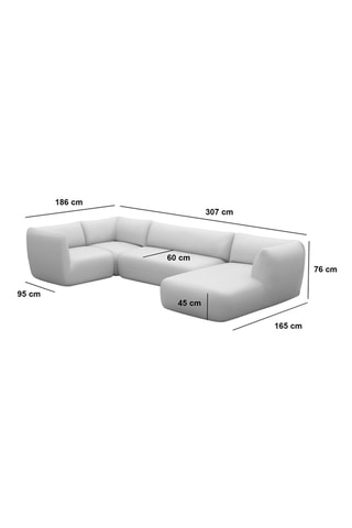 Canapé d'angle droit panoramique Leroy - Bleu foncé - 7 places - Tissu toucher velours