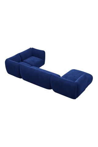 Canapé d'angle gauche panoramique Leroy - Bleu foncé - 7 places - Tissu toucher velours