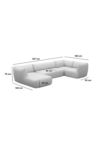 Canapé d'angle gauche panoramique Leroy - Bleu foncé - 7 places - Tissu toucher velours