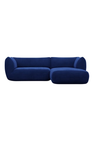 Canapé d'angle droit Leroy - Bleu foncé 5 places - Tissu toucher velours