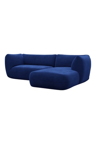 Canapé d'angle droit Leroy - Bleu foncé 5 places - Tissu toucher velours