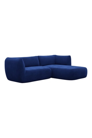 Canapé d'angle droit Leroy - Bleu foncé 5 places - Tissu toucher velours
