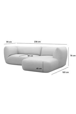 Canapé d'angle droit Leroy - Bleu foncé 5 places - Tissu toucher velours