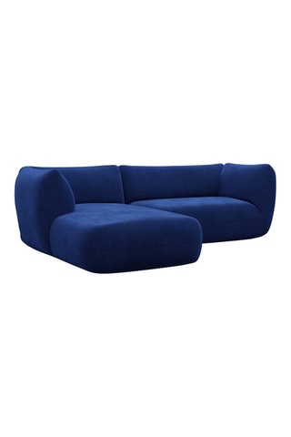 Canapé d'angle gauche Leroy - Bleu foncé - 5 places - Tissu toucher velours