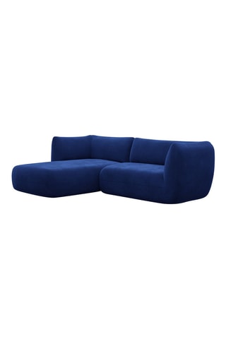 Canapé d'angle gauche Leroy - Bleu foncé - 5 places - Tissu toucher velours