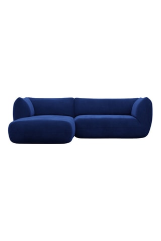 Canapé d'angle gauche Leroy - Bleu foncé - 5 places - Tissu toucher velours