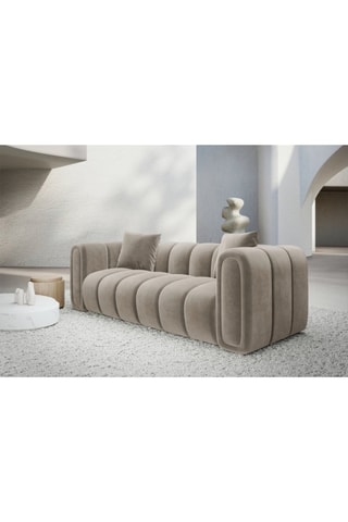 Canapé Luma - Beige foncé - 2 places - En tissu velours