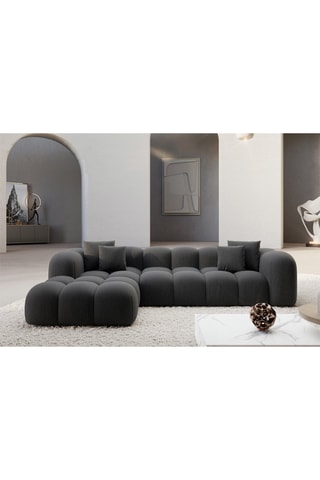 Canapé d’angle gauche Nuvola - Anthracite - 5 places - En tissu