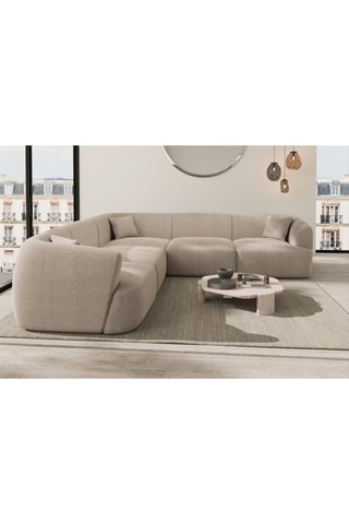 Canapé d’angle Ozura - Beige - 6 places - En tissu structuré
