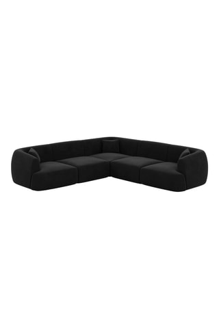 Canapé d’angle Ozura - Noir - 6 places - En tissu velours