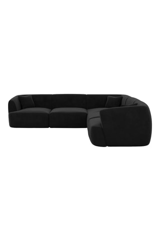 Canapé d’angle Ozura - Noir - 6 places - En tissu velours
