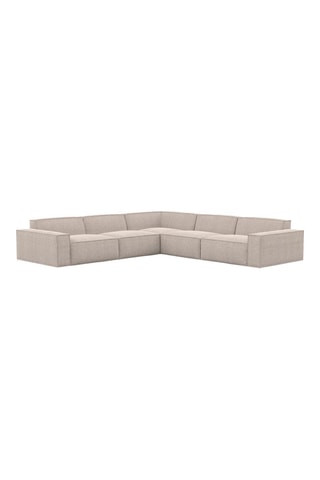 Canapé d’angle Lionel - Beige - 6 places - En tissu structuré