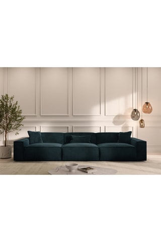 Canapé Lionel - Bleu foncé - 4 places - En tissu velours