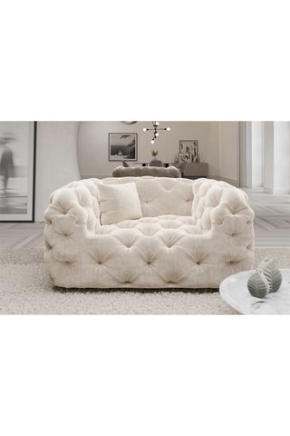Fauteuil Honey - Crème - Tissu toucher velours