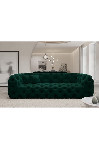 Canapé Honey - Vert - 3 places - Tissu toucher velours
