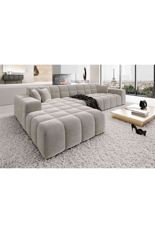 Canapé d'angle gauche Cardano - Sable - 5 places - Tissu toucher velours