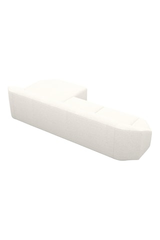 Canapé d'angle droit Laguna - Blanc - 5 places - Tissu bouclette