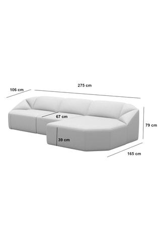 Canapé d'angle droit Laguna - Blanc - 5 places - Tissu bouclette