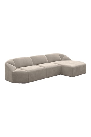 Canapé d'angle droit Laguna - Beige foncé - 5 places - Tissu toucher velours