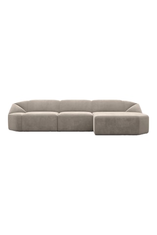 Canapé d'angle droit Laguna - Beige foncé - 5 places - Tissu toucher velours