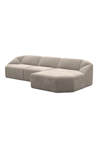 Canapé d'angle droit Laguna - Beige foncé - 5 places - Tissu toucher velours