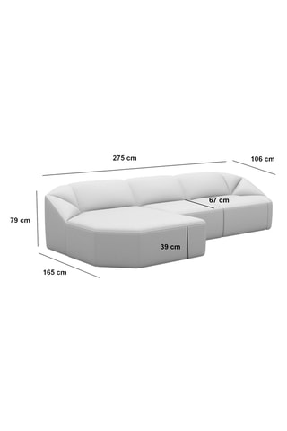 Canapé d'angle gauche Laguna - Beige foncé - 5 places - Tissu toucher velours