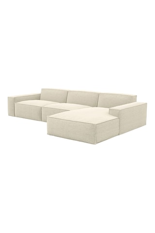 Canapé d'angle droit Lionel - Beige clair - 5 places - Tissu velours côtelé