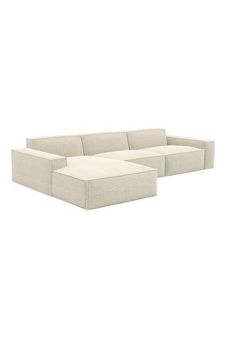 Canapé d'angle gauche Lionel - Beige clair - 5 places - Tissu velours côtelé