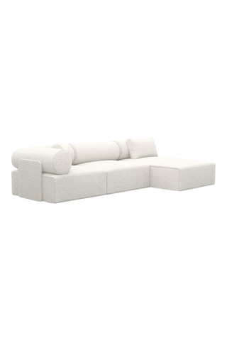 Canapé d'angle droit Form Ragusa - Blanc - 5 places - Tissu bouclette