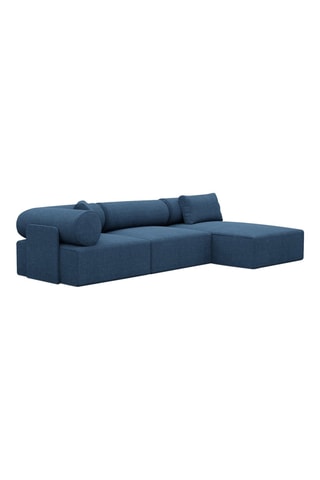 Canapé d'angle droit Form Ragusa - Bleu atlantique - 5 places - Tissu toucher velours