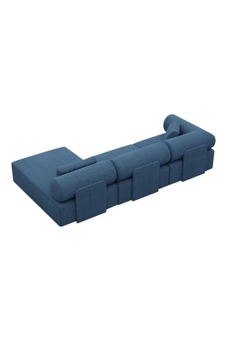 Canapé d'angle droit Form Ragusa - Bleu atlantique - 5 places - Tissu toucher velours