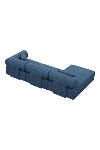 Canapé d'angle gauche Form Ragusa - Bleu atlantique - 5 places - Tissu toucher velours