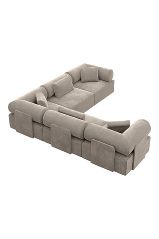 Canapé d'angle Form Ragusa - Beige foncé - 6 places - Tissu toucher velours