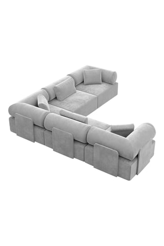 Canapé d'angle Form Ragusa - Gris clair - 6 places - Tissu toucher velours