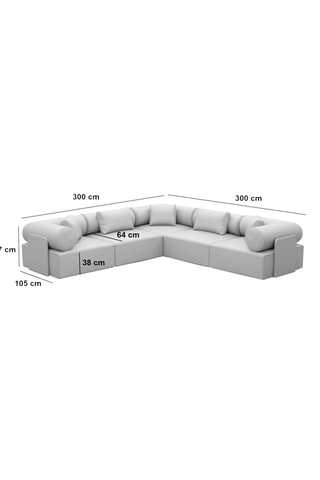 Canapé d'angle Form Ragusa - Gris clair - 6 places - Tissu toucher velours