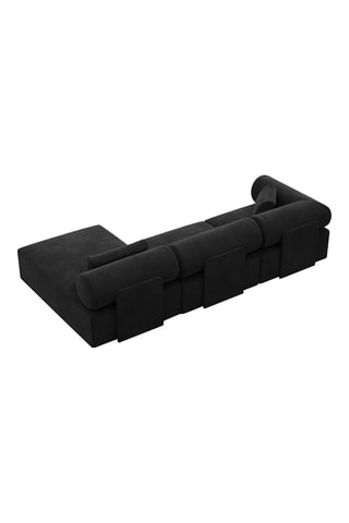 Canapé d'angle droit Ragusa - Noir - 5 places - Tissu toucher velours