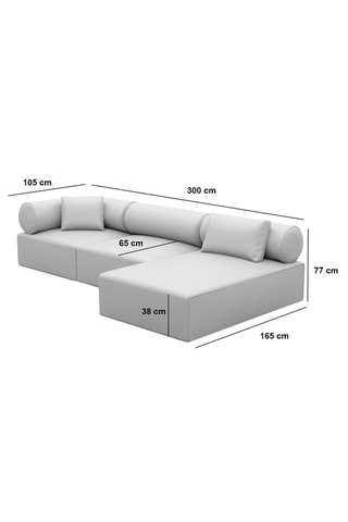 Canapé d'angle droit Ragusa - Noir - 5 places - Tissu toucher velours