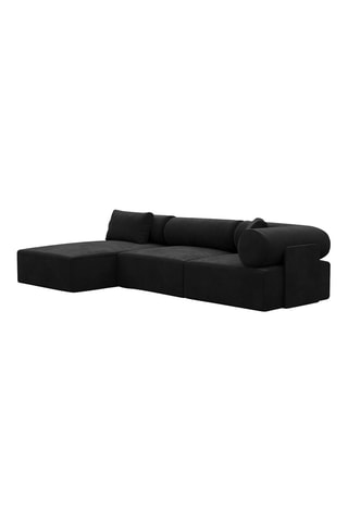 Canapé d'angle gauche Ragusa - Noir - 5 places - Tissu toucher velours